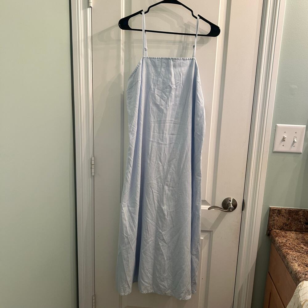 Japna Linen Blend Light Blue Max Dress - size XL